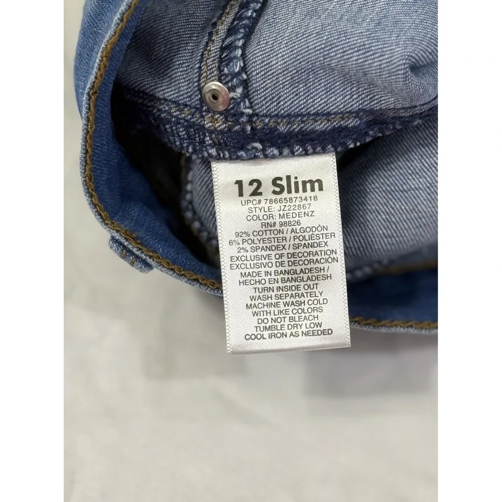 Girls 12 Slim Jeans Jordache Skinny Light Wash Denim Blue Jeans Adjustable Waist
